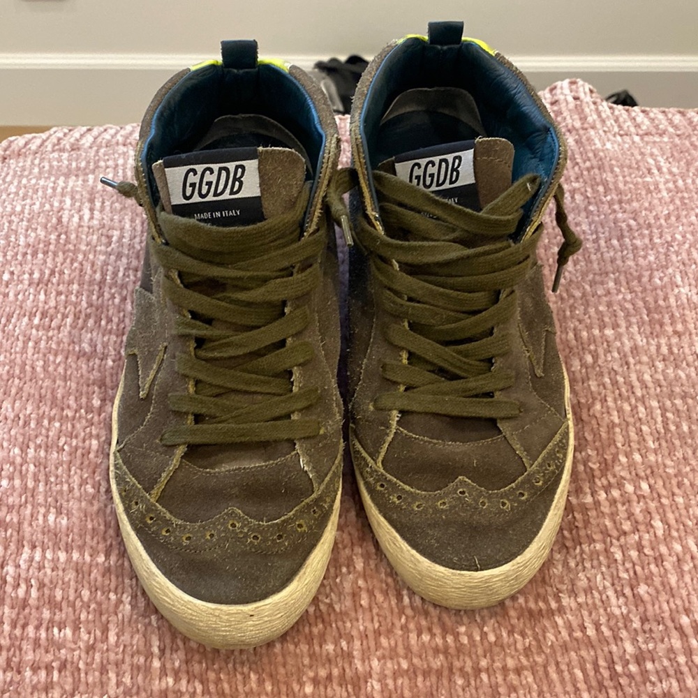 Golden Goose Midstar - olive green and neon yellow